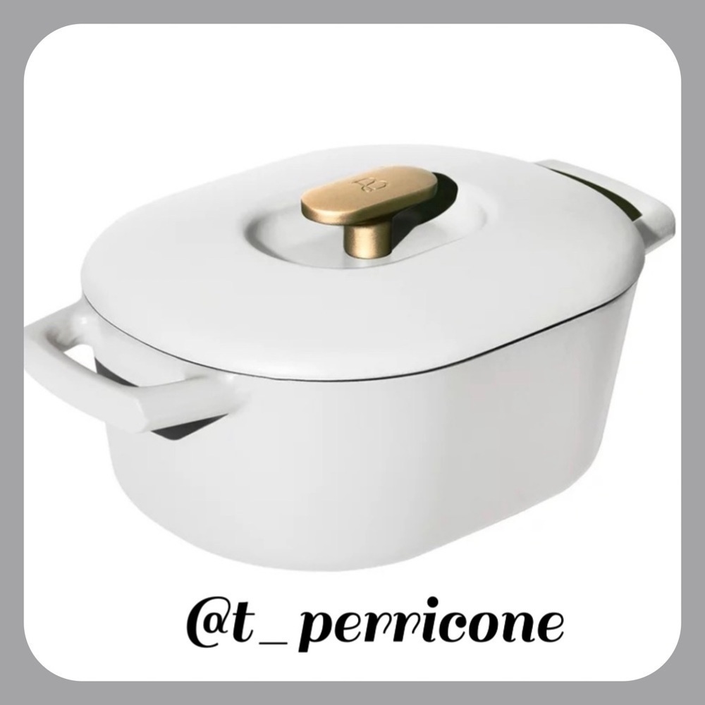 ♠️ New Beautiful 6QT Enamel Dutch Oven, White Icing by Drew Barrymore